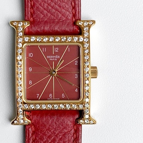 Hermes watch red dial gold - hermes,