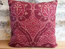 William Morris Voysey Linen & Cardinal Velvet Fabric Cushion Cover Liberty Arts