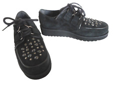 SixtySeven Black Suede Lace-up Studded Flatform Creeper Shoes in UK 3-4 *bnwt*