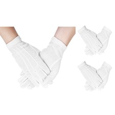 3 Pair White Cotton Gloves