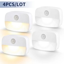 4pcs Motion Sensor LED Night Light Lamp Wireless Bedroom Closet Wardrobe Kitchen