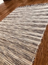 IKEA TAULOV Rug Lint Free Carpet Cotton Woven Beige Black White NEW 60cm by 90cm