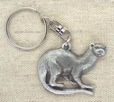 Otter Pewter Keyring (Nature, Wildlife) in black organza gift pouch