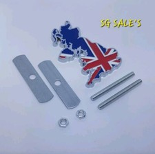 Union Jack Grill Badge GB MAP Metal Chrome GB Map Mini Car Universal