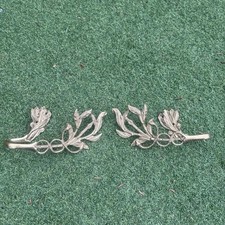 Vintage Brass Curtain Tie Backs Bows 8” Long Pair Antique French Home Decor