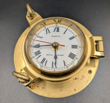 Royal Mariner Solid Brass Porthole Quartz Clock - 14.5cm , Nautical themed