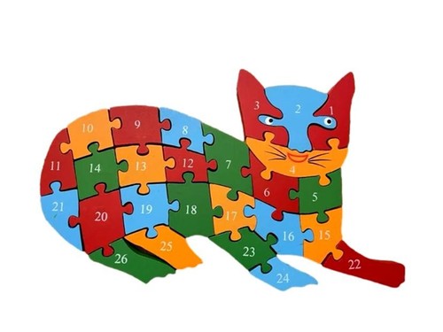 Educational wooden cat - 3d,