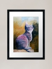 Russian blue cat framed art - blue,