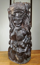 MAKONDE TREE OF LIFE  SOLID EBONY CARVED SCULPTURE HAND MADE AFRICAN ART  28.5cm