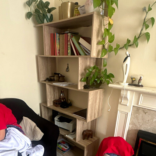 Brown bookcase shelves - 5,