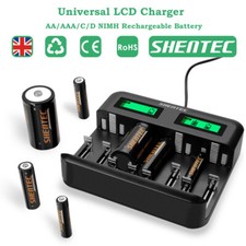 8 Slot Intelligent Fast Battery Charger / Rechargeable AA AAA C D Ni-MH Battery