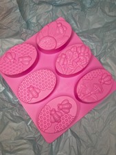 6 Cavity Oval Silicone Soap Mould ,Pink Reusable Non-Stick Mould for DIY Soap