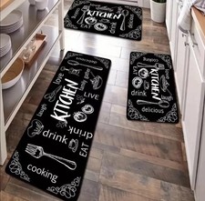 Non Slip Kitchen Floor Mat Set 2pcs Rug Waterproof Anti Fatigue