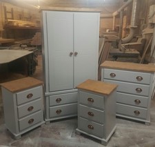 HANDMADE ARIZONA NEXT GREY & DARK OAK 4 PIECE BEDROOM SET NOT FLAT PACK PACK!