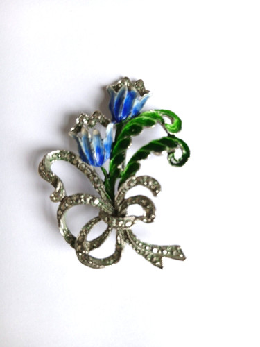Vintage marcasite bluebell - vintage,