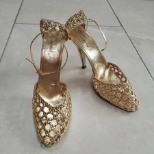 Sacha London Gold Shoes Vintage Sacha London Leather Strappy Stiletto heels UK 6