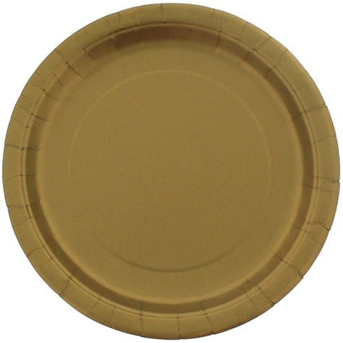 Gold round paper plates - gold,