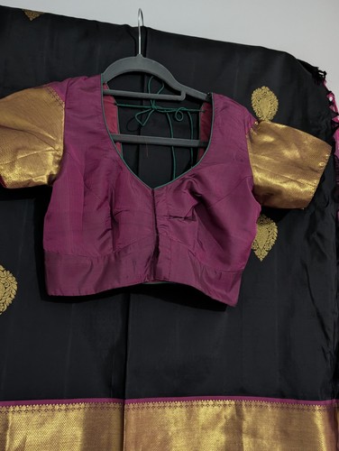 Magenta black kanjivaram - magenta, &