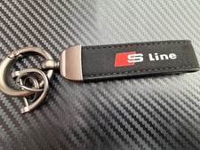 Audi S Line Logo Leather With Gunmetal Fittings Keychain Keyring