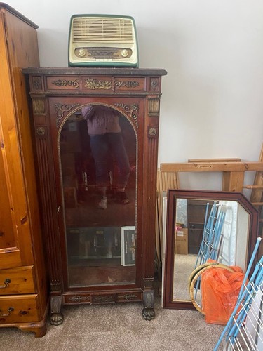 Antique carved wood glass - antique,