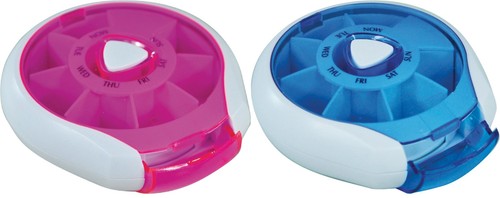 Rotating daily travel pill box - pill,