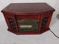 Vintage Music M8 4 In 1 Cd Radio Cassette Record Player Red Wood Effect
