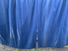Pair Bespoke Long Blue Wool? Mix Interlined Curtains W48” (26” Gathered) D86”