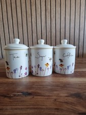 Lesser & Pavey Busy Bees Tea Sugar Coffee Canisters Set Ceramic Kitchen Jars.