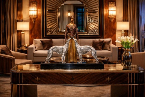 Fine art deco bronze - deco, marble