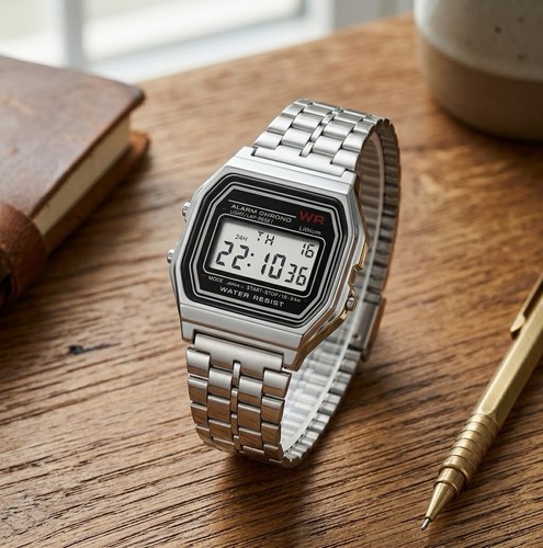 Silver digital watch - men, women