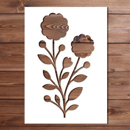 Wildflower stencil scalloped - stencil,