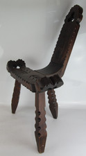 Spanish Brutalist Birthing Stool Tripod Chair Mid-20th Design Approx.Height 75Cm