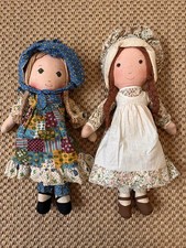 Vintage 1975 Holly Hobbie & Heather Knickerbocker Cloth Rag Dolls 15 inches 