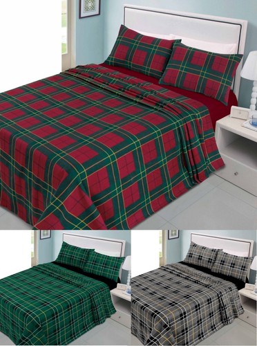 Tartan check flannelette sheet - tartan,