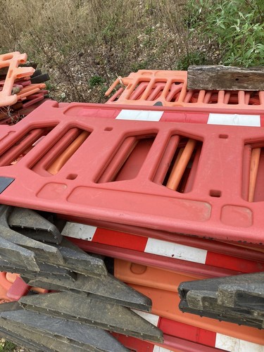 Plastic road traffic barriers - road,