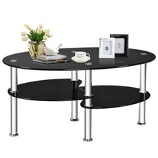 3-Tier Tempered Glass Oval