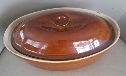 Vintage brown casserole dish - vintage,