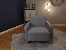 Sofology Russo Fabric Accent Chair in Russo Weave Contrast Piping Zinc Mix (WA2)