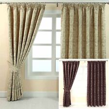 Pencil Pleat Fully Lined Ready Made Jacquard Curtains Traditional Paisley Design