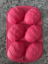 Easter 6 Egg Silicone Mould Chocolate Easter Eggs Jelly Cakes Pink