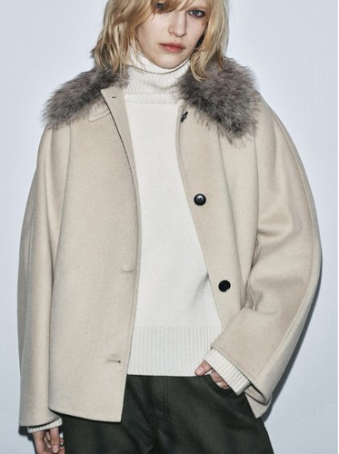 Wool blend jacket with faux - jacket,