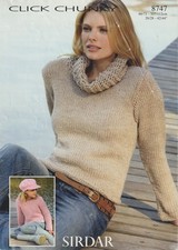 Women's jumper in chunky wool knitting pattern sirdar 8747