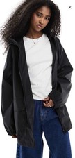 ASOS DESIGN rubberised rain coat / jacket in black womens SIZE SMALL