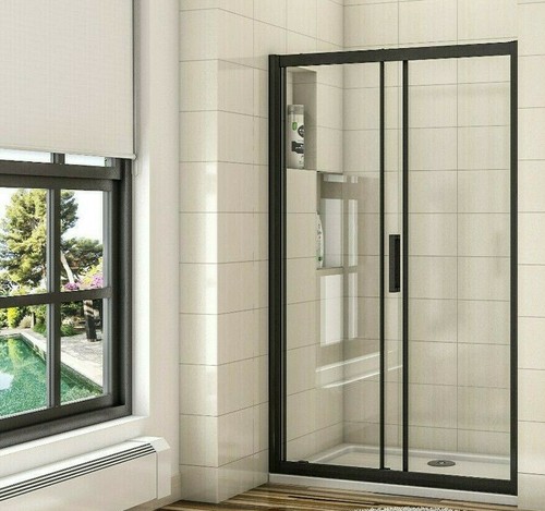 Black frame sliding shower - black,