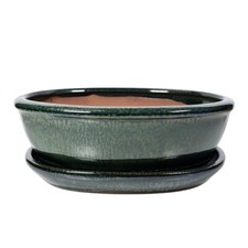 Green Bonsai Pot & Drip Tray |