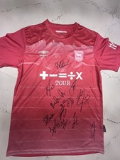 SIGNED IPSWICH TOWN FC SQUAD AWAY SHIRT *COA* PHOTO PROOF 