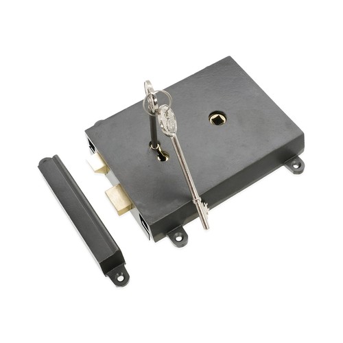 Rim lock matt black cast - black, iron