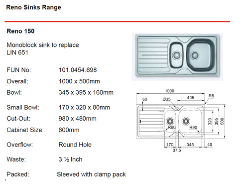 Reno inset sink - reno,