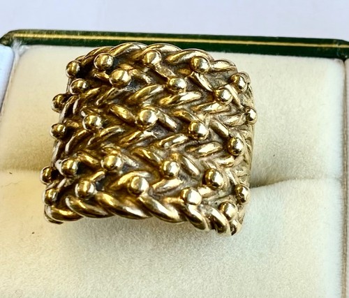 Large 9ct gold row - 5-row, gents