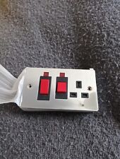 45A Cooker Switch With Switched 13A Socket Plate Polished Chrome Black Inserts